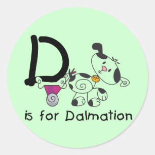 D is voor T-shirts Dalmation en Giften Ronde Sticker