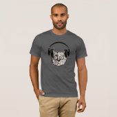D.J. DJ Hoofdtelefoon Funny Cat T-shirt (Voorkant volledig)