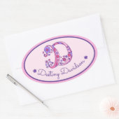 D-lettermonogram aangepaste naam id roze stickers (Envelop)