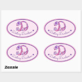 D-lettermonogram aangepaste naam id roze stickers (Vel)