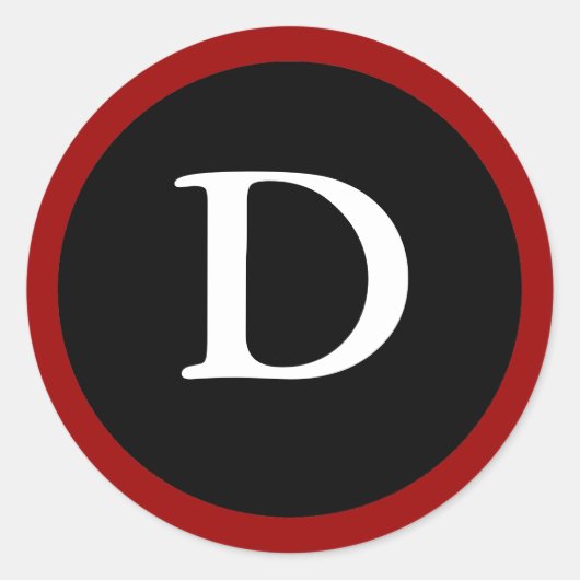 D : Lettre D initiale D Sticker rouge, blanc et no (Devant)