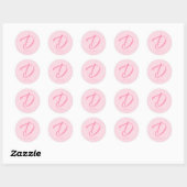 D Monogram Aangepast roze Ronde Sticker (Vel)