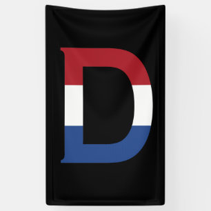 D Monogram bedekt op NLD-vlag op bk-bucket Spandoek