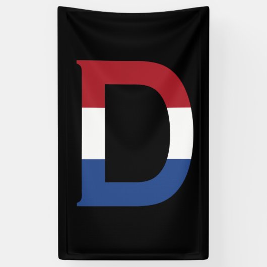 D Monogram bedekt op NLD-vlag op bk-bucket Spandoek (Verticaal)