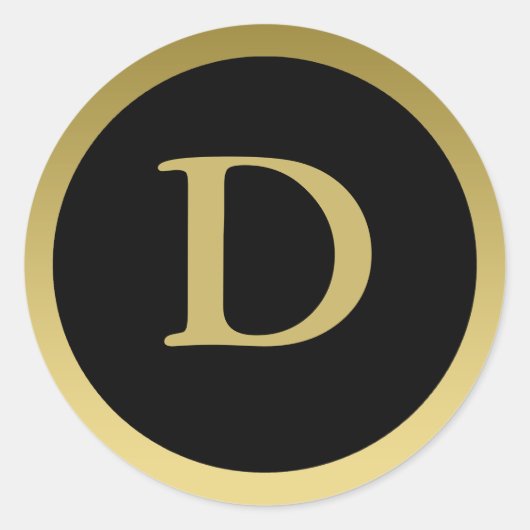 D :: Monogram D Elegant Gold et Black Sticker (Devant)