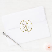 D Monogram Faux Gold Envelope of Favor Seal Ronde Sticker (Envelop)