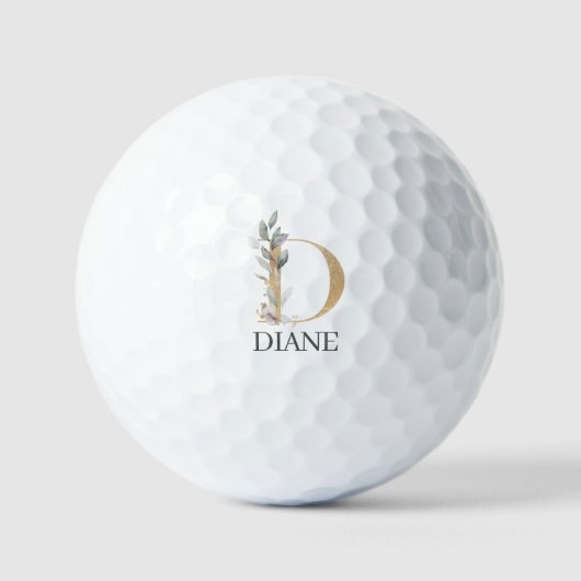 D Monogram Floral Aangepast Golfballen (Voorkant)