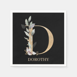 D Monogram Floral Aangepast Napkins Servet