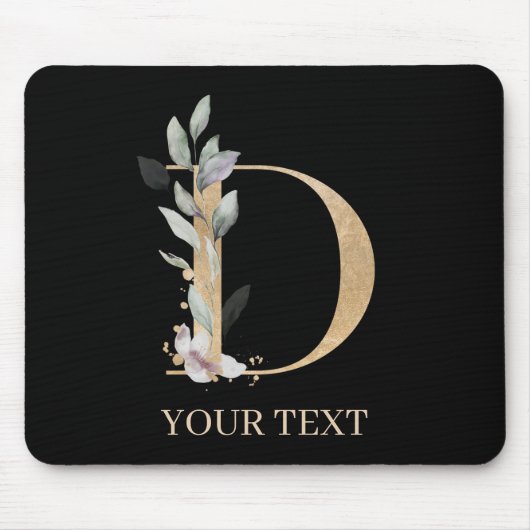 D Monogram Floral Aangepaste Muismat (Voorkant)