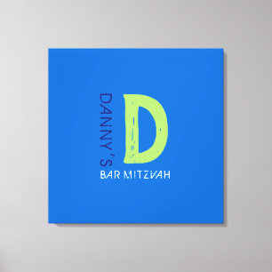 D Monogram Initiaal Bar Bat Mitzvah Sign-In Board Canvas Afdruk