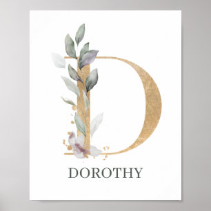 D Monogramme Floral Poster personnalisé