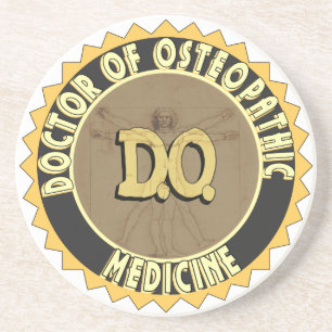 D.O. BADGE vitruvian Man DOCTOR OSTEOPATHY Zandsteen Onderzetter