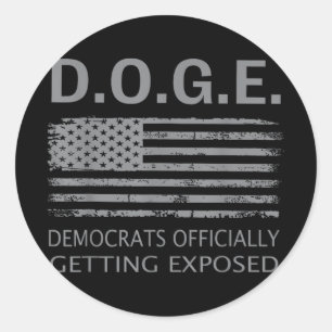 D.O.G.E. Doge Democraten officieel ontmaskerd Ronde Sticker