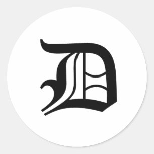 D-text Oud Engels Ronde Sticker