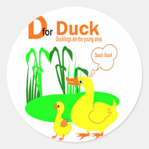 D voor Duck Ronde Sticker
