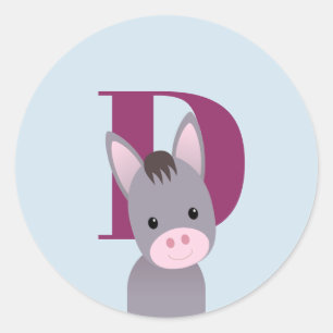 D voor Ezel Ronde Sticker