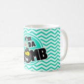 Da Bomb.  Aqua Green Chevron Koffiemok (Voorkant rechts)