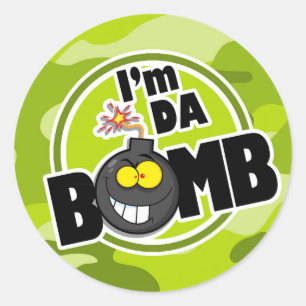 Da Bomb! felgroene camo, camouflage Ronde Sticker