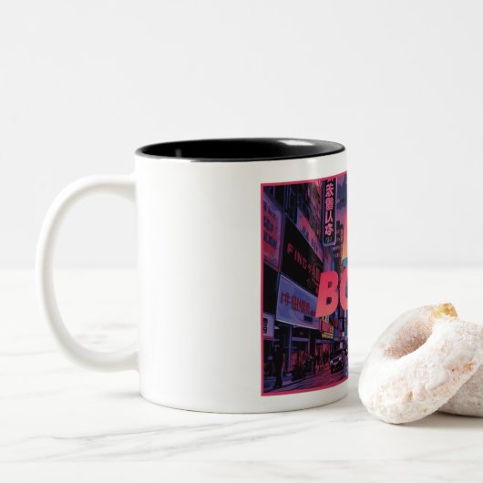 DA BOMB Vaporwave Mug - Retro Neon Aesthétique Cup (Avec donut)