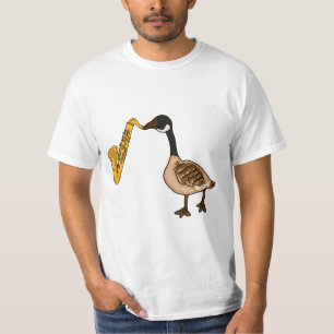 DA- Goose die het Saxophone T shirt speelt
