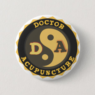 DA LOGO YIN YANG LOTUS FLOWER DOCTOR ACUPUNCTOR RONDE BUTTON 5,7 CM