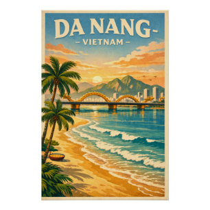 Da Nang-stad, Vietnam, in een klassieke retro-stij Perfect Poster