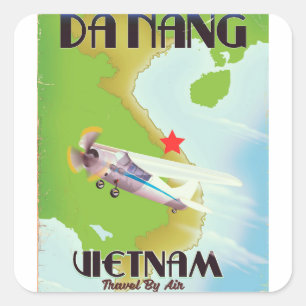 Da Nang Vietnam vintage reisposter Vierkante Sticker