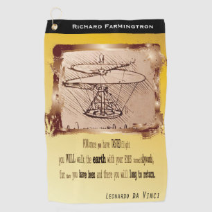 Da Vinci Helikopter Vliegend Gedicht🚁✨ Budget Golfhanddoek