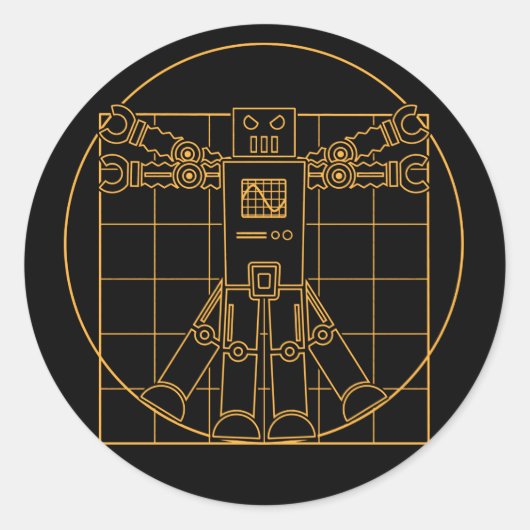 Da Vinci Vitruvian Robot Sticker (Voorkant)