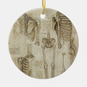 Da Vinci's Human Skeleton Anatomy Sketches Keramisch Ornament