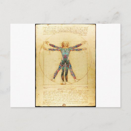 Da Vinci's Vitruviaanse man met tattoos Briefkaart (Voorkant)