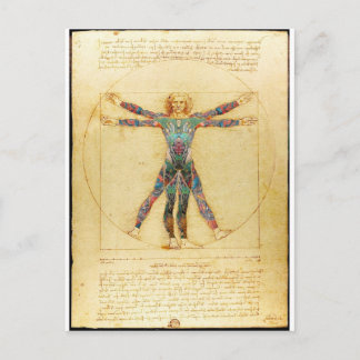 Da Vinci's Vitruviaanse man met tattoos Briefkaart