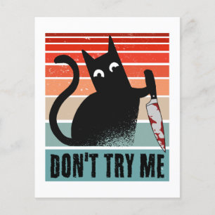 Daag me niet uit, Moodige Kat met mes Uitnodiging Flyer
