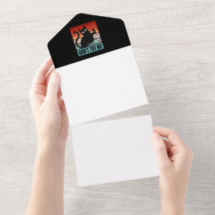 Daag me niet uit, Moody Cat met mes Uitnodigingsbe All In One Uitnodiging