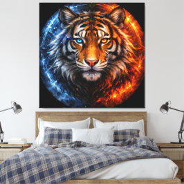 Daagwear – Duality Tiger | Fire & Ice Spirit Canvas Afdruk