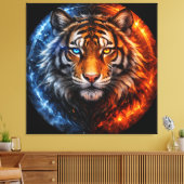 Daagwear – Duality Tiger | Fire & Ice Spirit Canvas Afdruk (Insitu (Woonkamer))