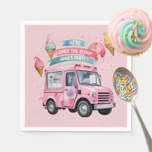 Daar komt de scoop! Pink Ice Cream Truck Servet