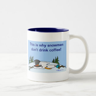 Daarom drinken sneeuwmannen geen koffie! tweekleurige koffiemok