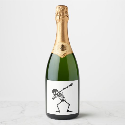 Dab skelet dabbing skelet - schedel mannen shirt sparkling wijnetiket (Voorkant)