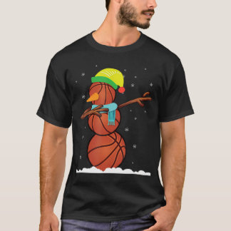 Dab Snowman gemaakt van basketbal ballen kerstcade T-shirt