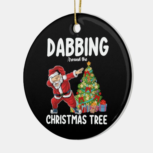 Dabben rond de kerstboom Santa Holiday Keramisch Ornament (Links)