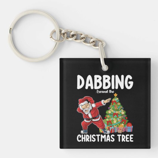 Dabben rond de kerstboom Santa Holiday Sleutelhanger (Voorkant)