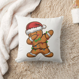 Dabbende gingerbread kerstboom licht Kerstmis Kussen