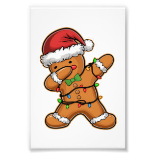 Dabbende kerstboom licht kerst gingerbread foto afdruk