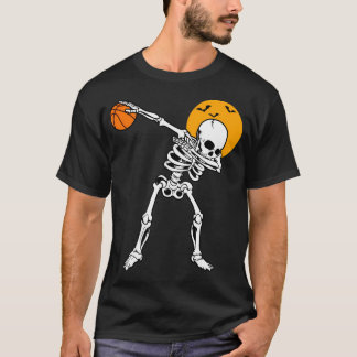 Dabbende Skelet Basketbal Fans Halloween Kostuum T-shirt