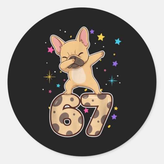 Dabbing 67 French Bulldog 67 Dog Funny Six Seven M Ronde Sticker (Voorkant)
