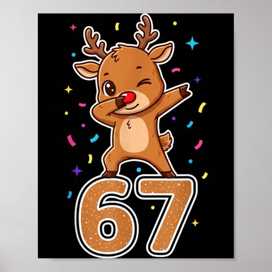 Dabbing 67 Reindeer 67 Funny Six Seven Meme Gen Z Poster (Voorkant)