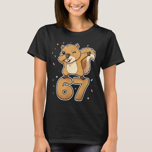 Dabbing 67 Squirrel 67 Funny Six Seven Gen Z Slang T-shirt (Voorkant)