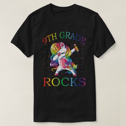 Dabbing 9E Grade Enseignant Unicorn Tshirt 1er jou (Design devant)