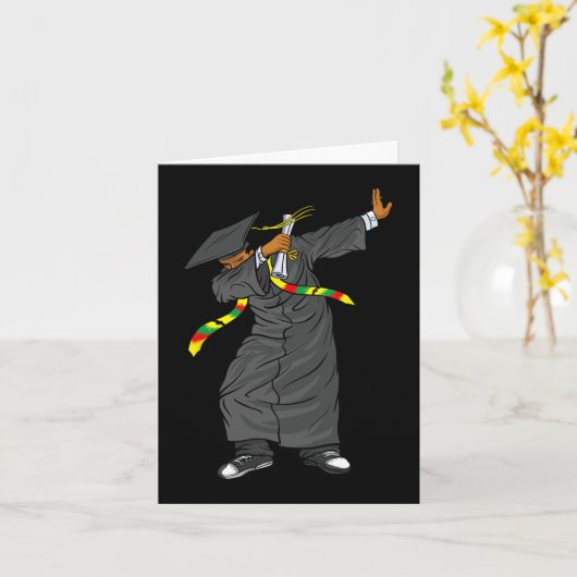 Dabbing Afstuderen klasse van 2024 Black History M Kaart (Gele Bloem)